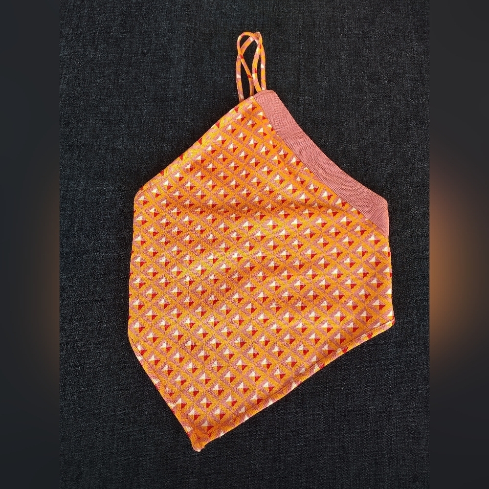 ZARA ORANGE JAKARLI HALTER NECK CHECKERED ASYMMETRICAL CROP TOP Small